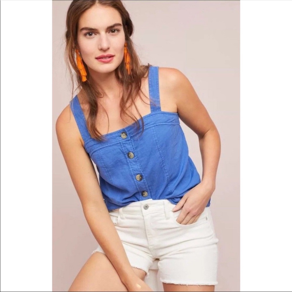 Anthropologie Maeve Riviera Blue Tank Top